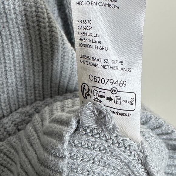 ANTHROPOLOGIE x MAEVE Katey Mock Neck Bell Sleeve Sweater Gray Sz M $118 {Y29} - Picture 7 of 7